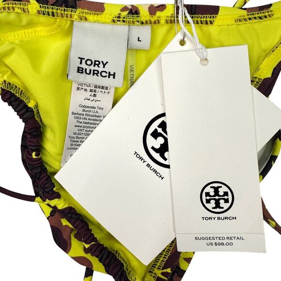Tory Burch Rayure Fleurie Shadow Printed String Bikini Top - Size Large - Picture 6 of 7